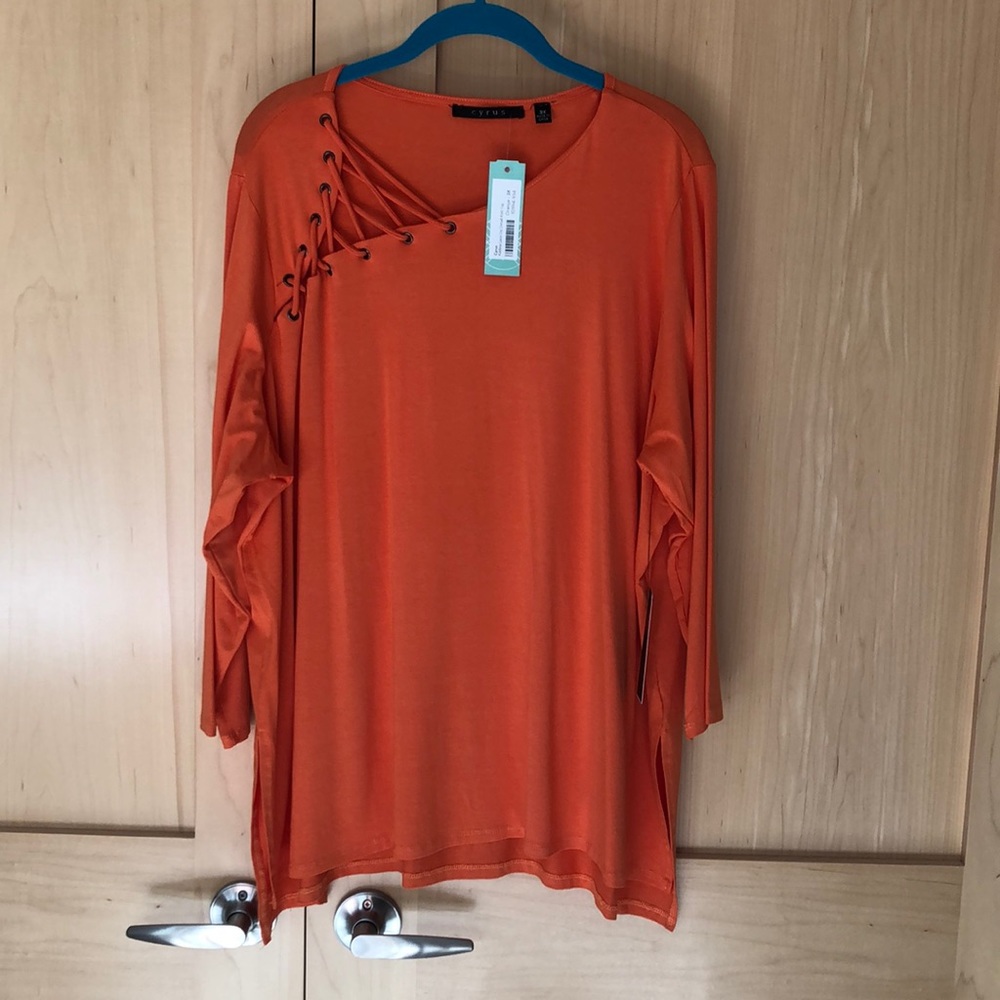 Cyrus Katrina Lace Up Detail Knit Top 3X S…